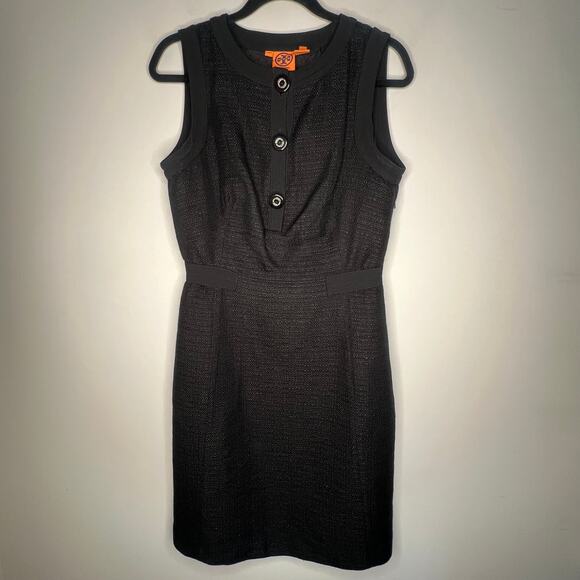 Tory Burch Black Tweed Sheath Mini Dress Size 6 - Picture 2 of 9